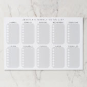 チェックリストの週次プランナー予定を実行するには ペーパーパッド (正面)