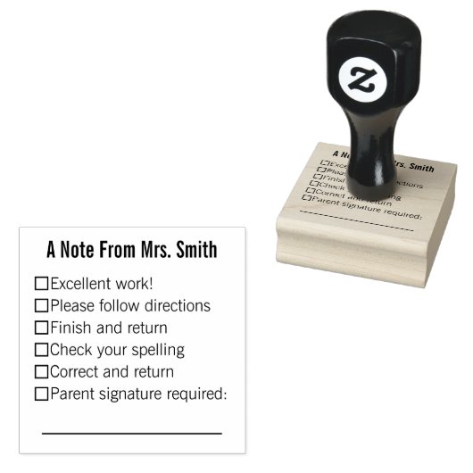 チェックリスト付き先生の名前からの注記 ラバースタンプ (押印)