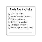 チェックリスト付き先生の名前からの注記 ラバースタンプ (インプリント)