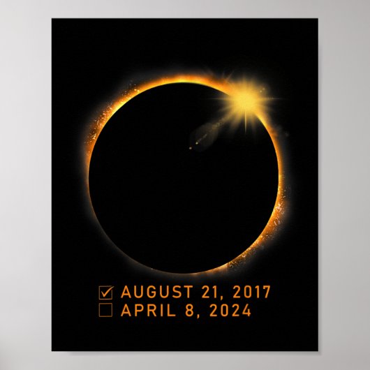 チェックリスト太陽のトータル日食2024年4月8日日食 ポスター (正面)