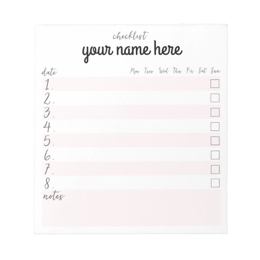 チェックリパーソナライズされたップメモ帳 ノートパッド (正面)