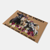 チェック屋エネルギー牛のフォーマット、かわいい牛の花 ドアマット (アングル)