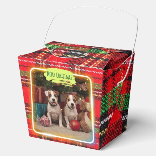 チェック柄がかわいいジャックラッセルテリアの子犬たちとクリスマス♡ フェイバーボックス (正面)