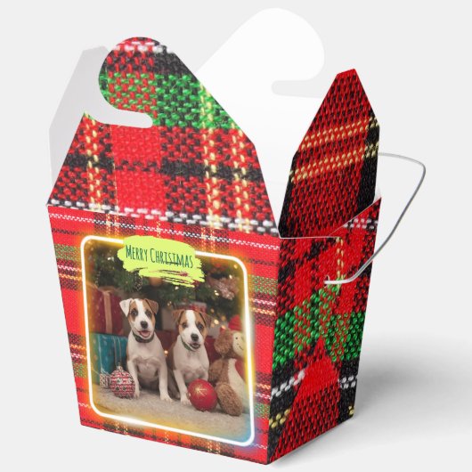 チェック柄がかわいいジャックラッセルテリアの子犬たちとクリスマス♡ フェイバーボックス (見開き)