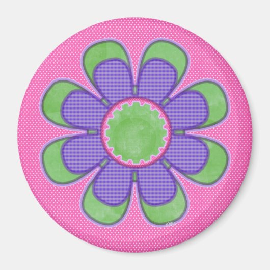 チェック柄と水玉模様 マグネット (正面)