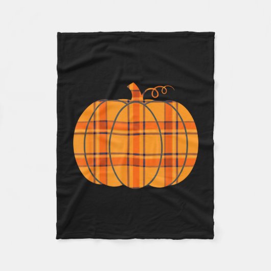 チェック柄のかぼちゃ ハロウィン 収穫祭 秋の装飾 フリースブランケット (正面)