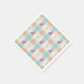 チェック柄のイースター スタンダードカクテルナプキン (角)