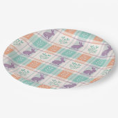 チェック柄のイースター ペーパープレート (アングル)