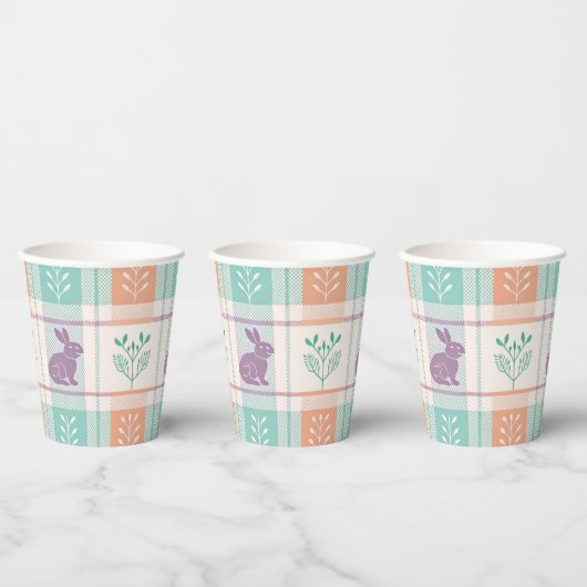 チェック柄のイースター 紙コップ (複数)