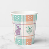 チェック柄のイースター 紙コップ (正面)