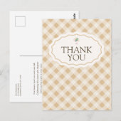 チェック柄のガチョウのベビーシャワーお礼ポストカード ポストカード (正面/裏面)