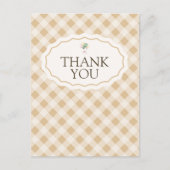 チェック柄のガチョウの赤ちゃんシャワー感謝カード ポストカード (正面)