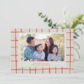 チェック柄のキュートな写真ホリデーカード 招待状 (スタンド正面)