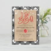 チェック柄のクラフトひもライト　私はＢＢＱエンゲージメント招待 招待状 (スタンド正面)