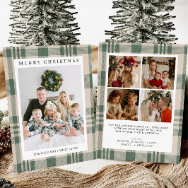 チェック柄のクリスマスカードに写真を入れられるホリデーカード シーズンカード