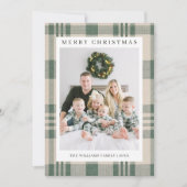 チェック柄のクリスマスカードに写真を入れられるホリデーカード シーズンカード (正面)