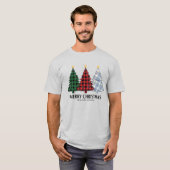 チェック柄のクリスマスツリー ホリデー チャーム 服 Tシャツ (正面フル)