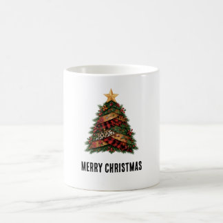 チェック柄のクリスマスツリー メリークリスマス コーヒーマグカップ