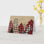 チェック柄のクリスマス カード (黄色い花)