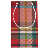 チェック柄のクリスマス ホリデー レッド グリーン ラスティック スモールペーパーバッグ (裏面)