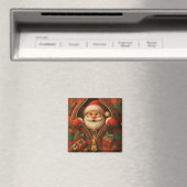チェック柄のサンタクロース クリスマスデザイン マグネット (インサイチュ (食洗機))
