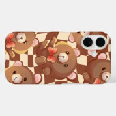 チェック柄のテディベアiPhone 16ケース Case-Mate iPhoneケース (裏面 (横))