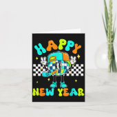 チェック柄のハッピー新年2026 ディスコボール新年 カード (正面)