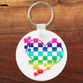 チェック柄のハート キーホルダー (正面)