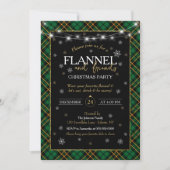 チェック柄のフランネルと仲間たちのクリスマスパーティー 招待状 (正面)