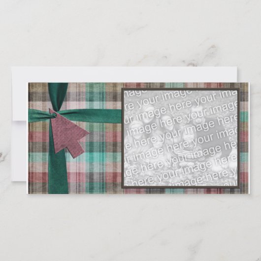 チェック柄のホリデー写真テンプレート シーズンカード (正面)