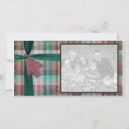 チェック柄のホリデー写真テンプレート シーズンカード