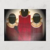 チェック柄のマサイ一家の肖像画 ポストカード (正面)