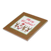 チェック柄のメリークリスマス カスタム サンタクロース トナカイ タイル (側面)