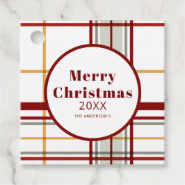 チェック柄のメリークリスマス フェイバータグ