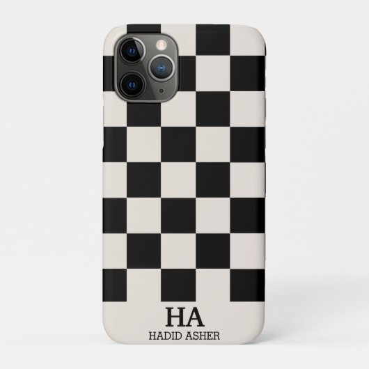 チェック柄のレトロモノグラムイニシャル Case-Mate iPhoneケース (裏)