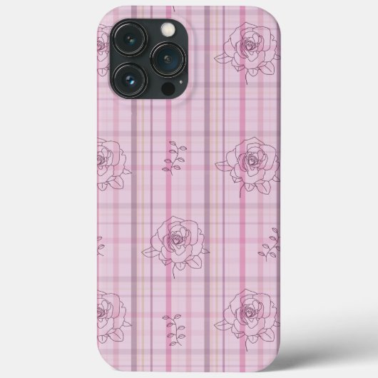 チェック柄のローズピンク Case-Mate iPhoneケース (裏面)
