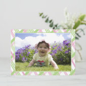 チェック柄の写真フレーム招待状 招待状 (スタンド正面)