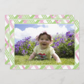 チェック柄の写真フレーム招待状 招待状 (正面/裏面)