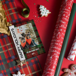 チェック柄の平らなホリデーカード（バフロー柄） シーズンカード