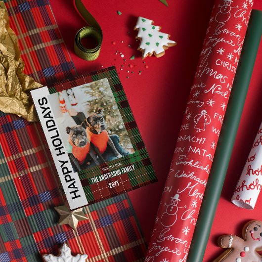 チェック柄の平らなホリデーカード（バフロー柄） シーズンカード