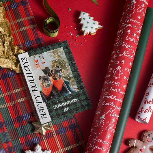 チェック柄の平らなホリデーカード（バフロー柄） シーズンカード