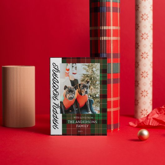 チェック柄の平らなホリデーカード（バフロー柄） シーズンカード