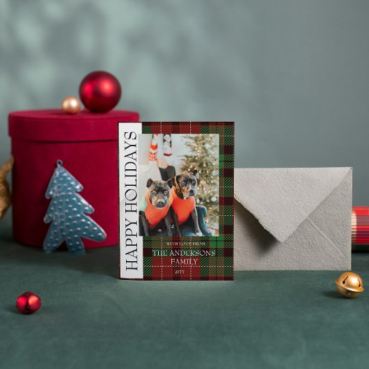 チェック柄の平らなホリデーカード（バフロー柄） シーズンカード
