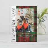 チェック柄の平らなホリデーカード（バフロー柄） シーズンカード (スタンド正面)