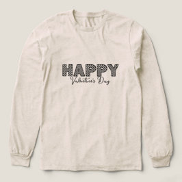 チェック柄の文字で可愛い「ハッピー バレンタインズ デー」ロングTシャツ トライブレンドTシャツ