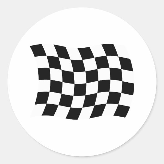 チェック柄の旗ステッカー ラウンドシール (正面)