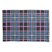 チェック柄の枕カバー - 青、ラベンダー、黒 枕カバー (正面)