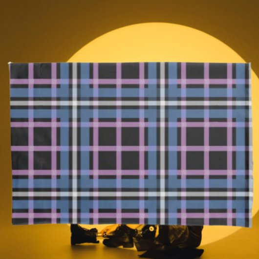 チェック柄の枕カバー - 青、ラベンダー、黒 枕カバー