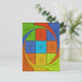 チェック柄の渦アートプリント ポストカード (スタンド正面)