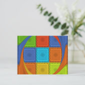 チェック柄の渦アートプリント ポストカード (スタンド正面)